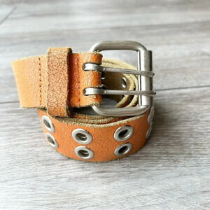 Aldo Distressed  Leather Eyelet Belt Made in Canada